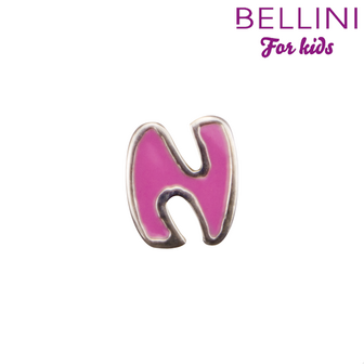 Bellini 570.N - zilveren bedel met roze emaille letter N