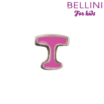 Bellini 570.T - zilveren bedel met roze emaille letter T