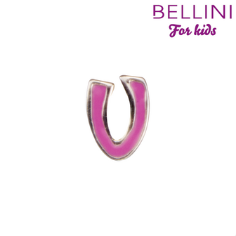 Bellini 570.V - zilveren bedel met roze emaille letter V