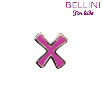 Bellini 570.X - zilveren bedel met roze emaille letter X