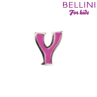 Bellini 570.Y - zilveren bedel met roze emaille letter Y