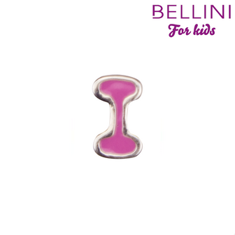 Bellini 570.I - zilveren bedel met roze emaille letter I