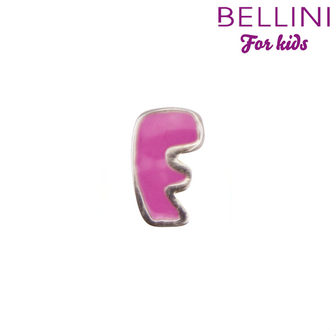 Bellini 570.F - zilveren bedel met roze emaille letter F